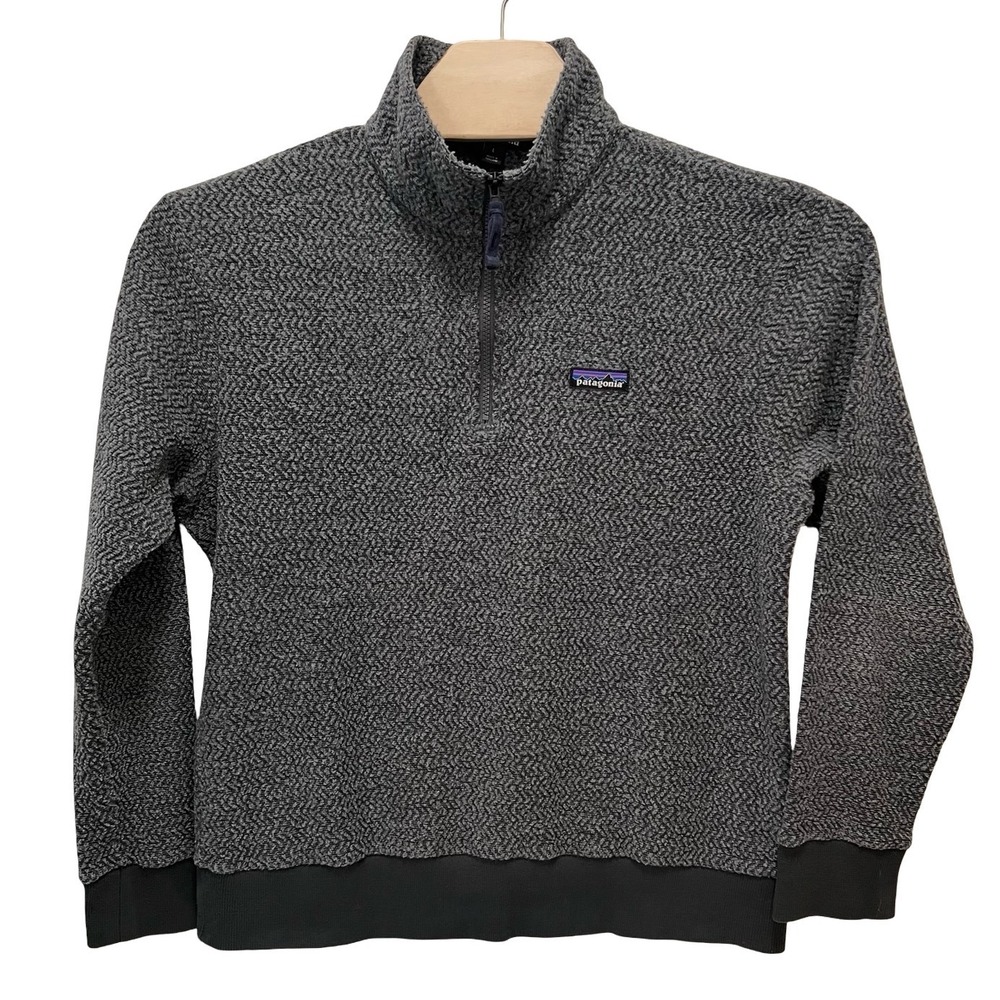 Patagonia Better Sweater 1/4 Zip Pullover Gray Herringbone Wool Blend STY26940 L